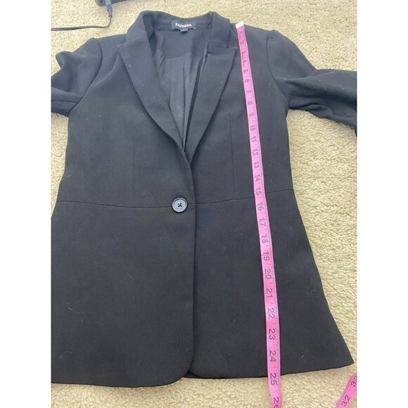 Express Womens Blazer Size 0 Black Stretch Long Line Business Jacket Office Work - Picture 8 of 8